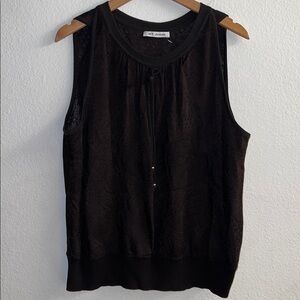 St. John Dark Brown Sleeveless Top Size L (Maybe). Some Measurements Added.